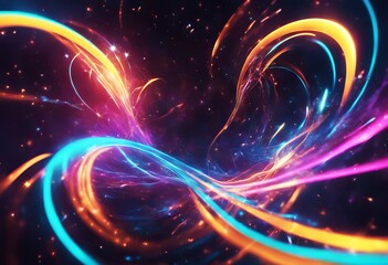 Wall Mural - abstract light colorful cosmic motion cosmos beautiful hyper swirl 3d speed lines blue galaxy vortex neon rendering another twisted swirls creative bright purple star stars glowing falling background