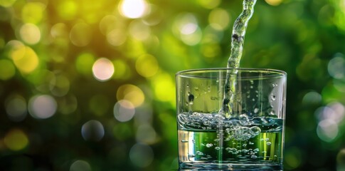 Poster - a glass of water with a green background