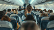© Chatchanan - Photo A flight attendant demonstrating safety procedures to passengers before takeoff, ensuring everyone is prepared for the flight