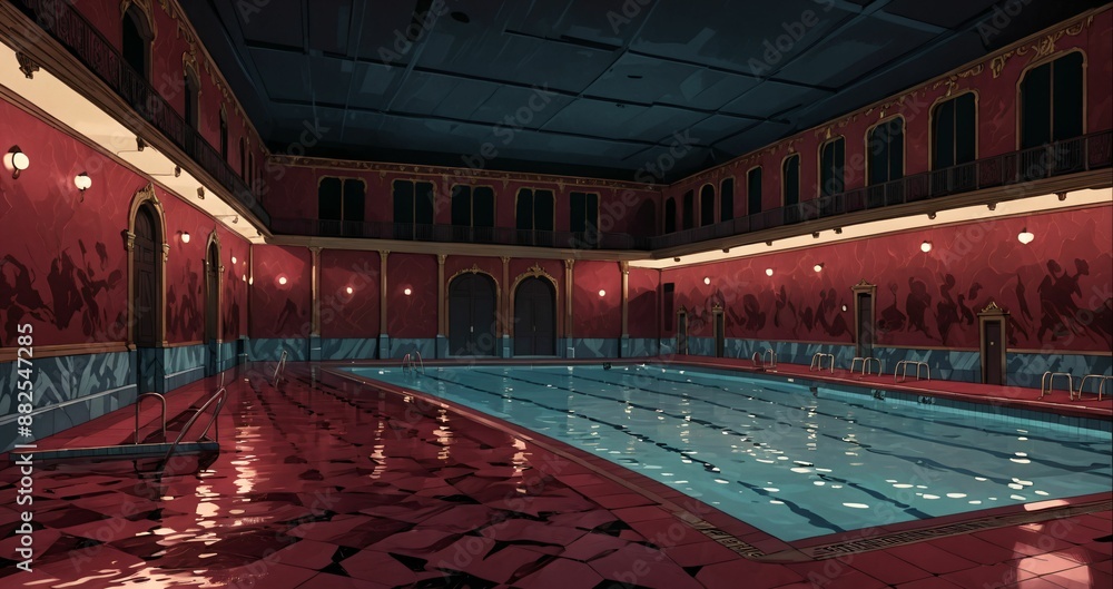 indoor spa resort bathhouse with hot tub and swimming pool in interior ...