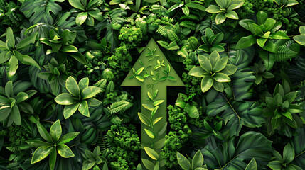 Wall Mural - Green Growth Up Arrow in Lush Foliage.