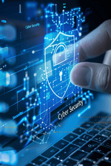 woman using laptop for cyber security protection user privacy and encryption safe internet access fu