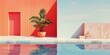 © Aleksandra - a closeup view of a realistic podium for displaying products changing natural sunny and luminous lights vibrant colours white walls