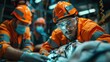 © G.Go - A man in an orange safety suit is looking at a person on the ground