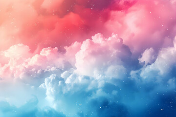 Poster - Abstract Background with Pink and Blue Clouds and Stars