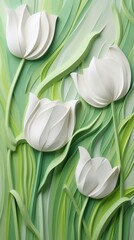 Wall Mural - Tulip bas relief small pattern art flower petal.