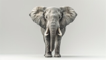 Elephant Standing Tall Against a White Background