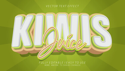 Sticker - kiwi juice 3d editable vector text effect. trendy style text effect