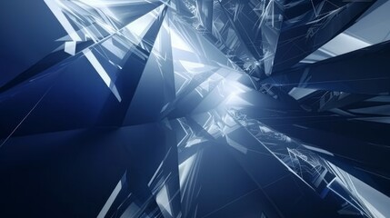 Abstract futuristic technology: polygonal shapes on dark blue background


