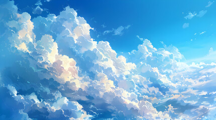 Wall Mural - Blue Sky and White Clouds Illustration