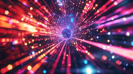 Wall Mural - abstract futuristic background with data transfer in cyberspace technology concept: vibrant digital 
