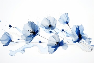 Wall Mural - Ink blue flowers nature petal plant.