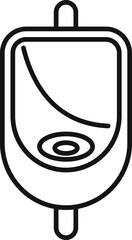 Poster - Simple black and white line drawing of a public toilet urinal for men emphasizing hygiene and sanitation