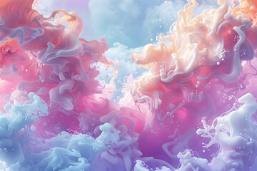 Poster - Abstract 3D Background with Swirling Pastel Colors