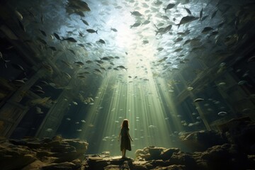 Wall Mural - Under world underwater nature ocean.