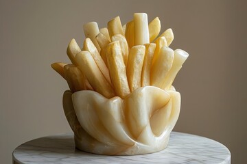 Wall Mural - A modern art interpretation of french fries, emphasizing their form and simplicity.