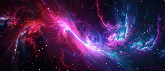 Wall Mural - abstract neon fractal wallpaper with space, a cosmic and futuristic design