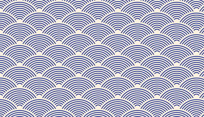 Wall Mural - ocean wave pattern. wallpaper art. japanese traditional pattern concept.