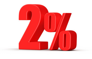 2 Percent Off Sale Red Number 3D