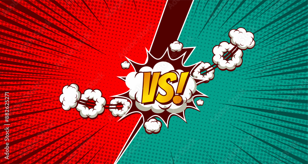 Comic book versus template background, classic pop-art style, superhero ...