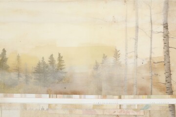 Wall Mural - Adhesive tape is stuck on a forest ephemera collage backgrounds outdoors painting.