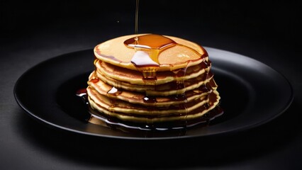 Wall Mural - araffe pancakes with syrup and syrup being drizzled on top