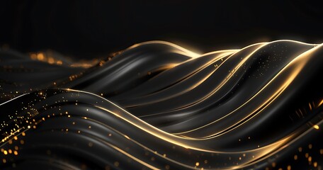 Wall Mural - Black and gold flowing liquid abstract background