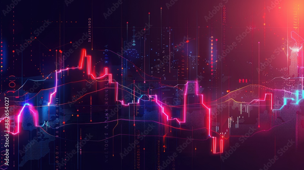 Money Chart Rsing Financial growth chart with rising lines and currency symbols ...