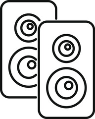 Sticker - Minimalist line art depicting two acoustic speakers, emphasizing their role in audio production and enjoyment