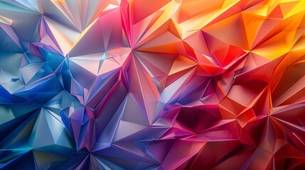 Wall Mural - Geometric abstraction: vibrant 3D shapes like diamonds, triangles, and squares blending into a dynamic abstract backdrop, perfect for contemporary art.