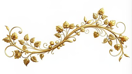 Sticker - Elegant gold vine on white background, luxury, elegant, gold, vine, decoration, ornate, classy, sophisticated, beautiful