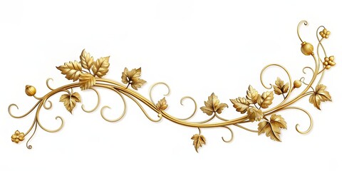 Sticker - Elegant gold vine on a white background, luxurious, elegant, golden, decorative, luxury, botanical, ornament, white background