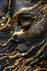 24k gold abstract waves dripping look 3d paint