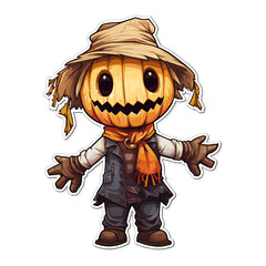 Wall Mural - a player design of a charismatic cartoon scarecrow giving out candy, made of cute stitched texture