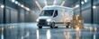 © INsprThDesign - White delivery van with packages in a warehouse.