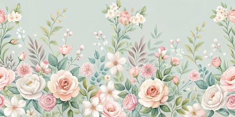 Delicate and seamless floral pattern with soft, pastel colors, floral, seamless, delicate, pattern, soft, pastel, nature