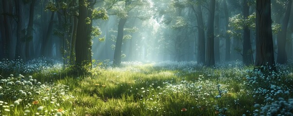 Canvas Print - Mystical Forest Clearing, 4K hyperrealistic photo