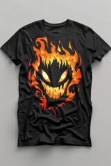 Wall Mural - t-shirt logo, design, graphic design, vector art, simple, sarcastic, flames, fire, 8k, anime style, 3d render, 