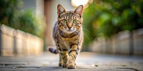 Sticker - Curious cat walking towards the camera, cat, animal, pet, curiosity, walking, adorable, domestic, feline, fluffy, whiskers