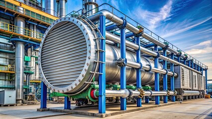 Wall Mural - Large industrial heat exchanger at petrochemical plant, Industrial, Heat exchanger, Petrochemical, Plant