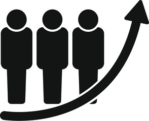 Sticker - Icon of a growing up arrow chart with three business people standing on it