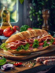 Wall Mural - Sub sandwich ingredients