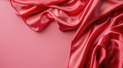 Aufkleber - Silk fabric in red on a pink backdrop with room for text
