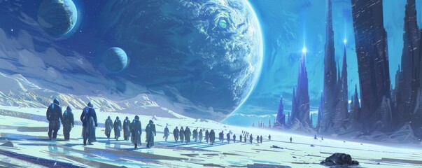Wall Mural - ling intergalactic peace summit where alien leaders gather to resolve conflicts and promote harmony.