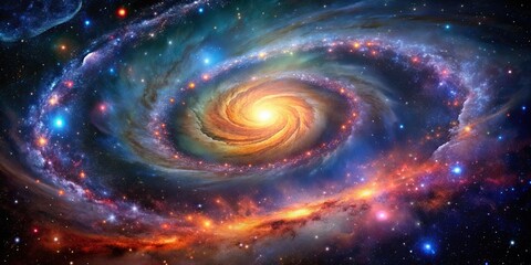 Wall Mural - dynamic galactic swirls of colorful star fields in the vast cosmos, captured through mesmerizing ast