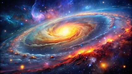 Wall Mural - dynamic galactic swirls and colorful star fields in the vast cosmos, captured through mesmerizing as