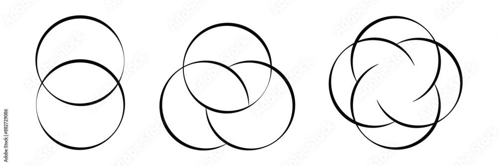 Venn diagram three overlapping circles chart line and solid. Business ...