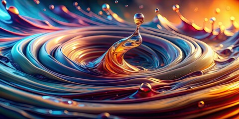 Canvas Print - Detailed view of fluid motion with swirling shapes and lines on a blurred backdrop, Fluid, Motion, Swirling, Shapes, Lines