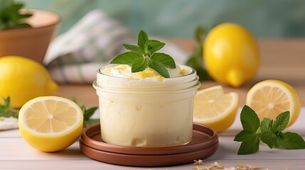 Tasty delicious lemon cream cupcake with lemon zest on light background