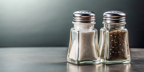 Sticker - Salt and pepper shakers on background, seasoning, kitchen, condiments, culinary, cooking, spices, table,isolated